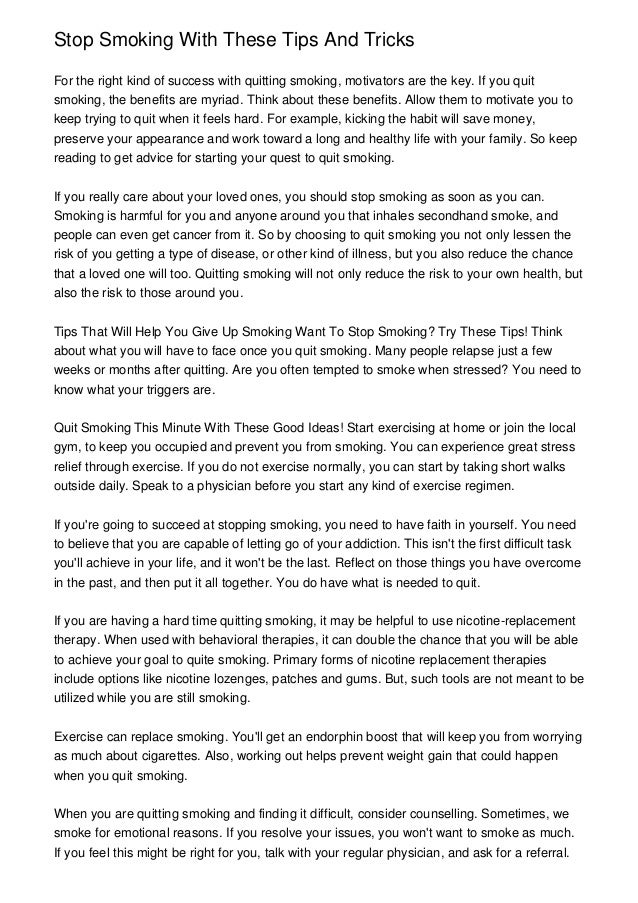 How To Stop Smoking : Tips from real life experience